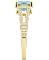 Macy's Aquamarine and Diamond Accent Ring 14K Yellow Gold