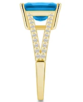 Macy's Blue Topaz and Diamond Accent Ring 14K Yellow Gold