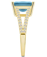 Macy's Aquamarine and Diamond Accent Ring 14K Yellow Gold