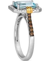 Le Vian Sea Blue Aquamarine (2 ct. t.w.) & Diamond (3/8 ct. t.w.) Ring in 14k Two-Tone Gold