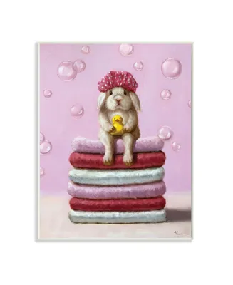 Stupell Industries Cute Baby Rabbit on Bath Towels Soap Bubbles Art, 10" x 15" - Multi