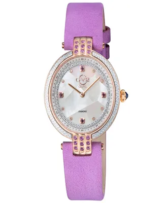 Gevril Women's Matera Swiss Quartz Italian Lilac Leather Strap Watch 35mm