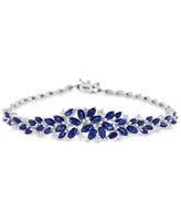 Effy Sapphire (6 ct. t.w.) & Diamond (1/4 ct. t.w.) Statement Bracelet in 14k White Gold