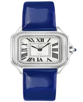 Gevril Women's Milan Swiss Quartz Italian Blue Leather Strap Watch 27.5mm - Silver