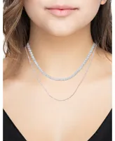 And Now This Double Row Chain with Cubic Zirconia Tennis Necklace and Clip Chain Necklace