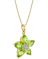 Peridot (4 ct. t.w.) & Diamond Accent Starflower 18" Pendant Necklace in 10k Gold