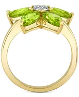 Peridot (4 ct. t.w.) & Diamond Accent Starflower Ring in 10k Gold