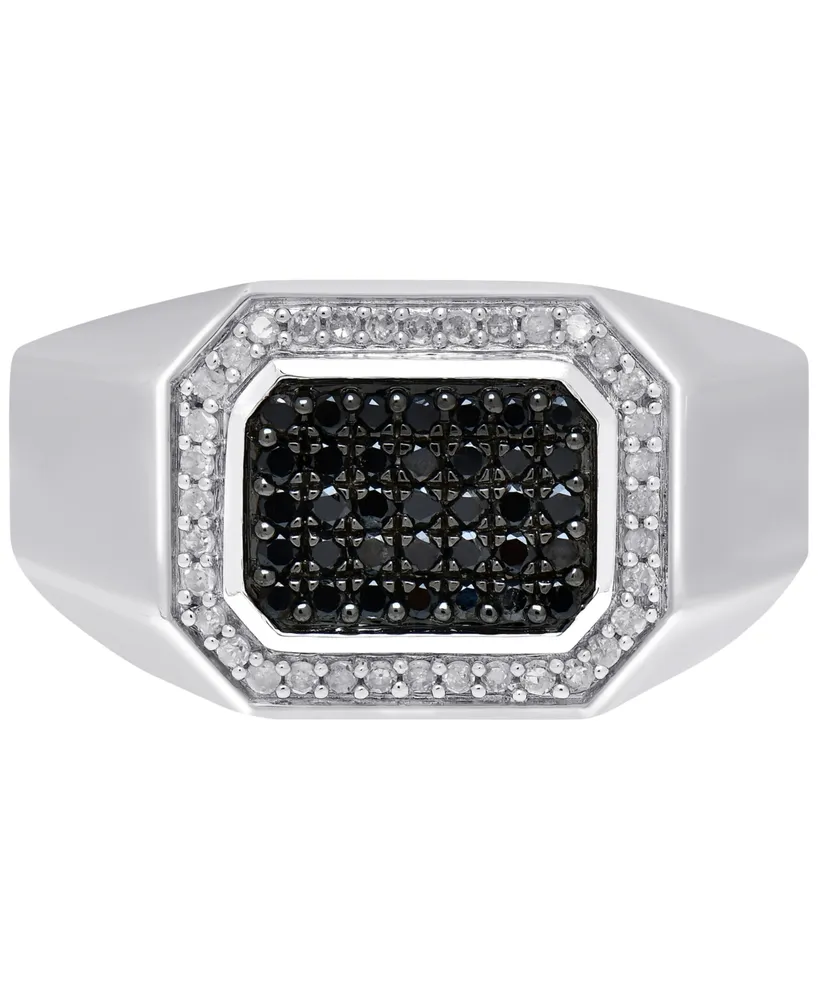 Men's Black Diamond (1/3 ct. t.w.) & White Diamond (1/6 ct. t.w.) Ring in Sterling Silver