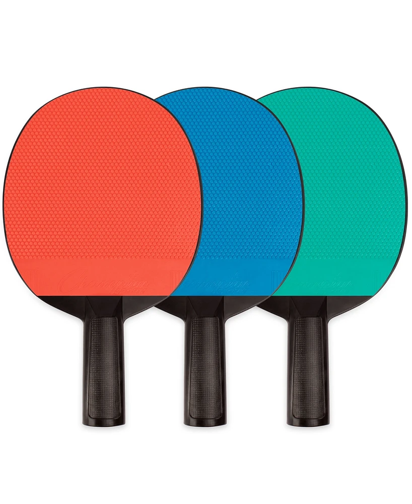 Champion Sports Face Table Tennis Paddle, Set of 3