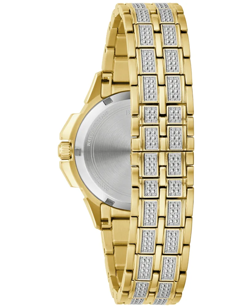 Bulova Women's Crystal Octava Gold-Tone Stainless Steel Bracelet Watch 34mm - Gold