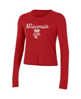 Women's Under Armour Red Wisconsin Badgers Vault Cropped Long Sleeve T-shirt