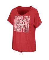 Women's Colosseum Heathered Crimson Alabama Crimson Tide Fifth Sense Drawcord V-Neck T-shirt