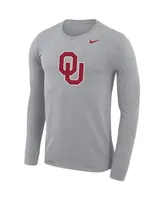Men's Nike Heathered Gray Oklahoma Sooners School Logo Legend Performance Long Sleeve T-shirt