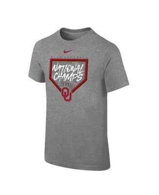 Big Boys Nike Heathered Gray Oklahoma Sooners 2022 Ncaa Softball Women's College World Series Champions T-shirt