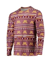 Men's Concepts Sport Maroon Minnesota Golden Gophers Ugly Sweater Long Sleeve T-shirt and Pants Sleep Set