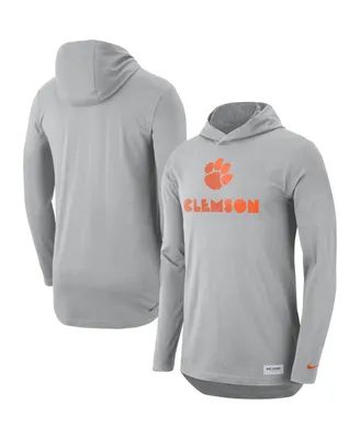 Men's Nike Gray Clemson Tigers Campus Performance Hoodie Long Sleeve T-shirt