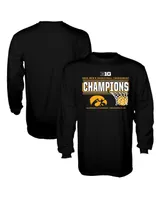 Men's Blue 84 Black Iowa Hawkeyes 2022 Big Ten Men's Basketball Conference Tournament Champions Locker Room Long Sleeve T-shirt