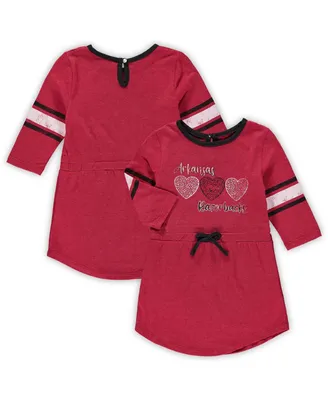 Toddler Girls Colosseum Heathered Cardinal Arkansas Razorbacks Poppin Sleeve Stripe Dress