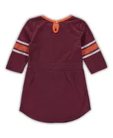 Toddler Girls Colosseum Heathered Maroon Virginia Tech Hokies Poppin Sleeve Stripe Dress