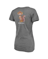 Women's Fanatics Heathered Gray Minnesota Golden Gophers Slab Serif 2-Hit V-Neck Tri-Blend T-shirt