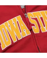 Women's Stadium Athletic Cardinal Iowa State Cyclones Arched Name Full-Zip Hoodie