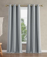 Jessica Simpson Faye Textured Blackout Grommet Window Curtain Panel Pair with Tiebacks, 38" x 96"