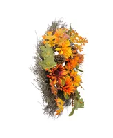 Sunflowers and Pine Cones Fall Artificial Thanksgiving Wreath Unlit, 24"