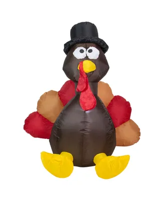 Inflatable Lighted Thanksgiving Turkey Outdoor Decor, 6'