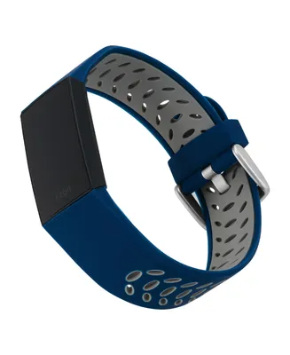WITHit Navy and Gray Premium Sport Silicone Band Compatible with the Fitbit Charge 3 and 4