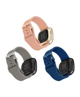 WITHit Gray, Light Pink and Navy Woven Silicone Band Set, 3 Piece Compatible with the Fitbit Versa 3 and Fitbit Sense