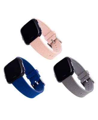 WITHit Navy, Gray and Light Pink Woven Silicone Band Set, 3 Piece Compatible with the Fitbit Versa and Fitbit Versa 2