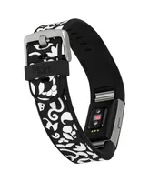 WITHit Black and White Premium Silicone Band Compatible with the Fitbit Charge 2