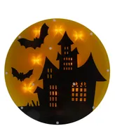 Lighted Haunted House Halloween Window Silhouette, 13.75"