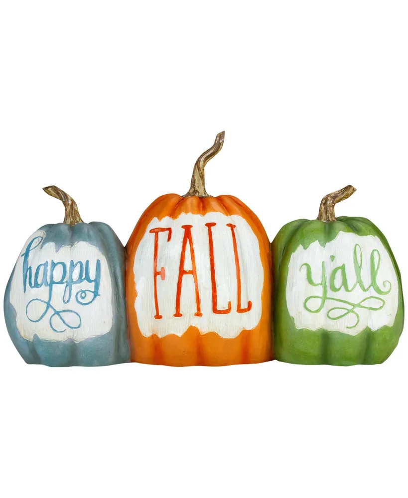 Pumpkin Trio 'Happy Fall Y'All' 3 Piece Autumn Harvest Sign Set, 15.5"