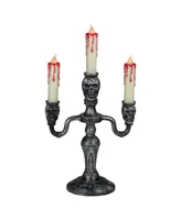 Antique-Like Skull Trio 3 Piece Halloween Candelabra Set, 13.75" - Silver