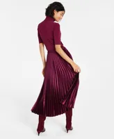 Anne Klein Womens Half Sleeve Turtleneck Top Pull On Pleated Skirt