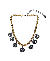 Betsey Johnson Black Faux Stone Pumpkin Bib Necklace