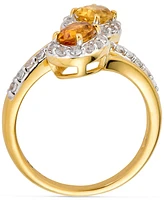 Amethyst (3/4 ct. t.w.) & White Topaz (5/8 ct. t.w.) Bypass Ring in 14k Gold-Plated Sterling Silver (Also in Additional Gemstones)