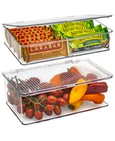 Sorbus 2-Piece Plastic Storage Organizers with Lids For Fridge and Pantry Set
