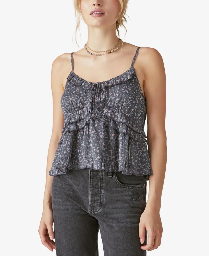 Lucky Brand Women's Sleeveless Floral Shine Top