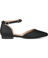 Journee Collection Women's Vielo Bow Ankle Strap Flats