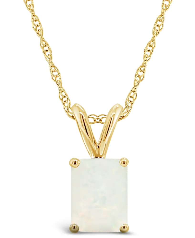 Opal (3/4 ct.t.w ) Pendant Necklace 14K White Gold or Yellow