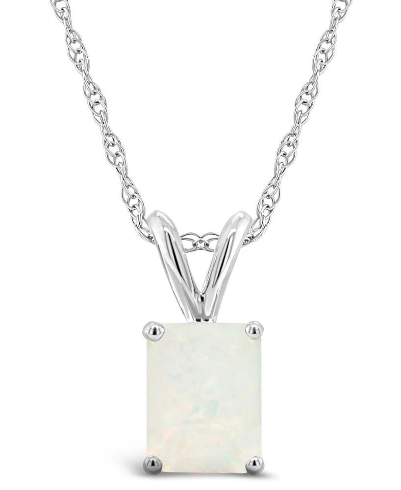 Opal (3/4 ct.t.w ) Pendant Necklace 14K White Gold or Yellow