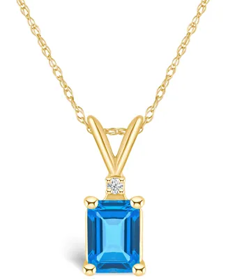 Topaz (-/ ct. t.w.) and Diamond Accent Pendant Necklace 14K Gold or White