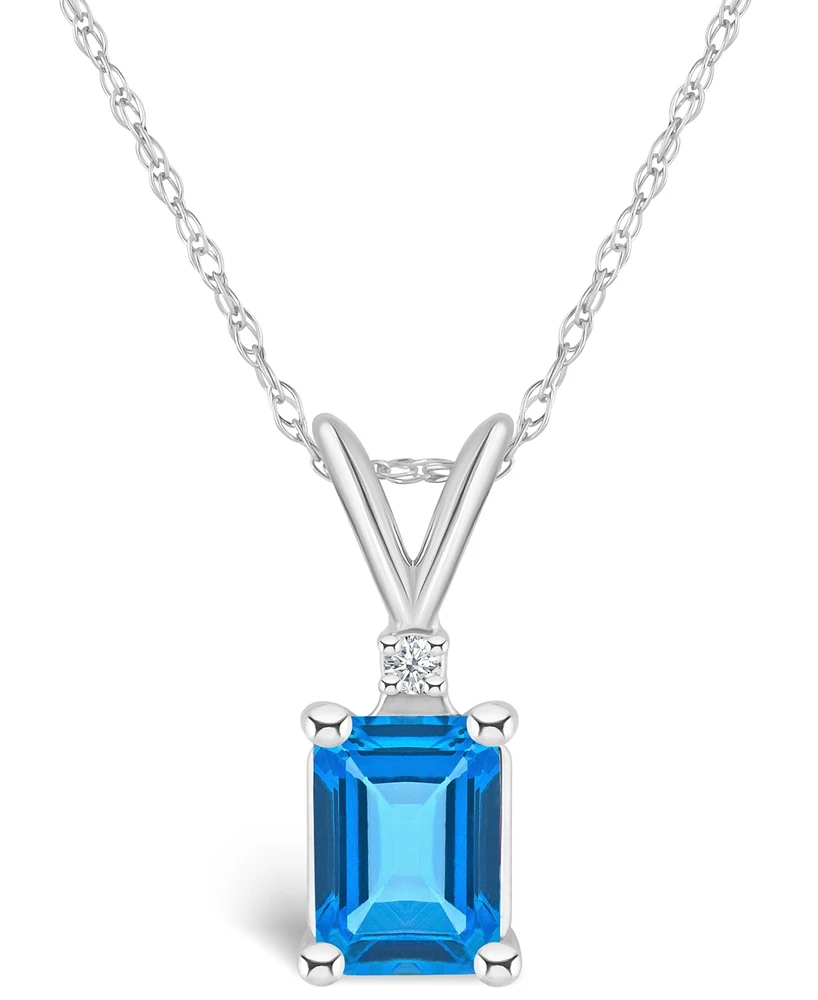 Topaz (1-1/3 ct. t.w.) and Diamond Accent Pendant Necklace 14K Yellow Gold or White