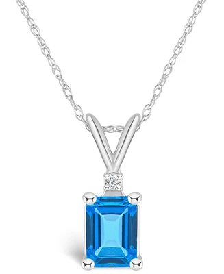 Topaz (1-1/3 ct. t.w.) and Diamond Accent Pendant Necklace 14K Yellow Gold or White