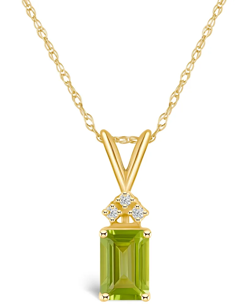 Peridot (1-1/10 ct. t.w.) and Diamond Accent Pendant Necklace 14K Yellow Gold or White