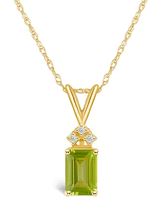 Peridot (1-1/10 ct. t.w.) and Diamond Accent Pendant Necklace 14K Yellow Gold or White