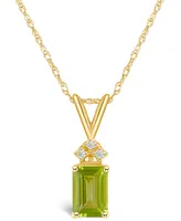 Peridot (1-1/10 ct. t.w.) and Diamond Accent Pendant Necklace 14K Yellow Gold or White