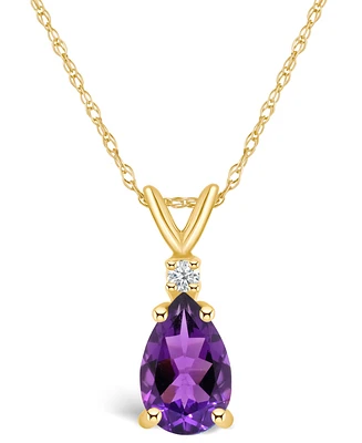 Amethyst (1 ct. t.w.) and Diamond Accent Pendant Necklace 14K Yellow Gold or White